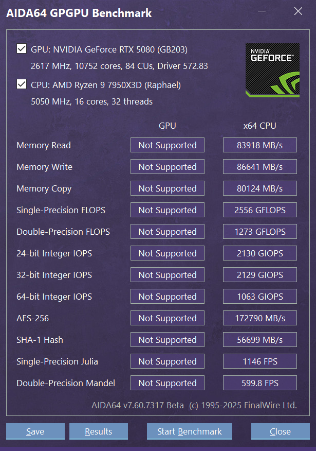 AIDA64 GPGPU benchmark
